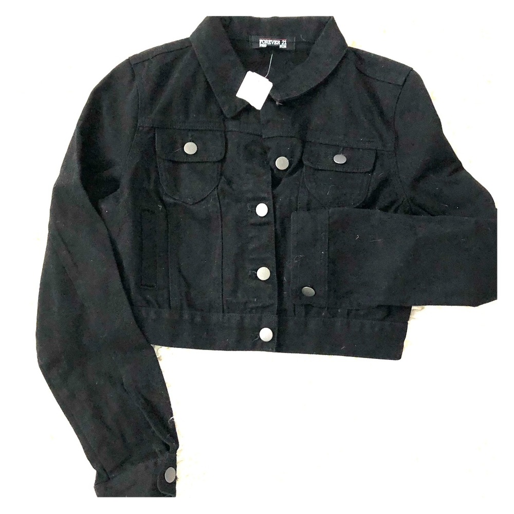 Forever 21 black crop denim jacket